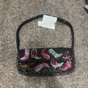 Beaded cowboy boots purse